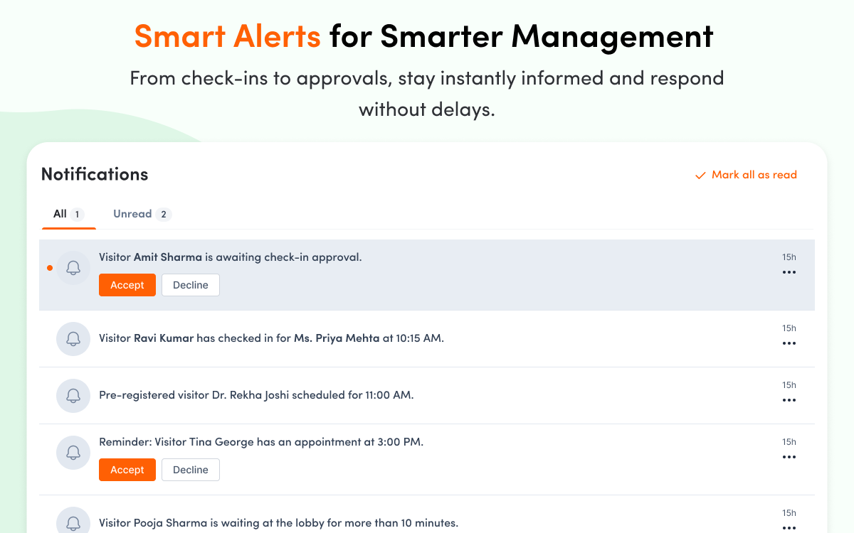 Visitor management notification