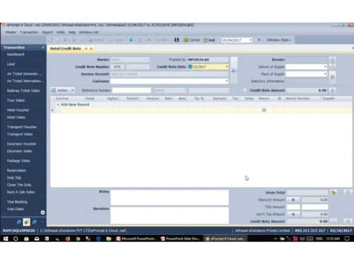 ePrompt 6 Cloud.Net-hotel credit note