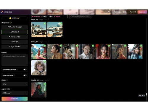 Magnific AI-dashboard