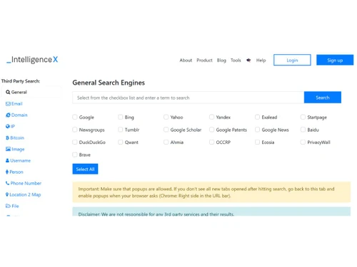 Intelligence X-general search