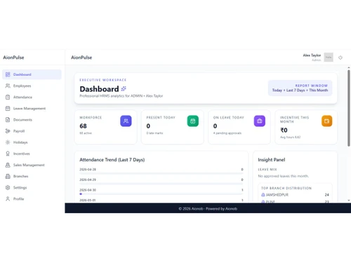 AionPulse dashboard