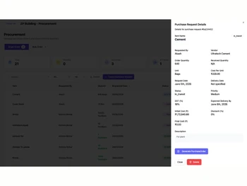 SiteSathi Procurement Details