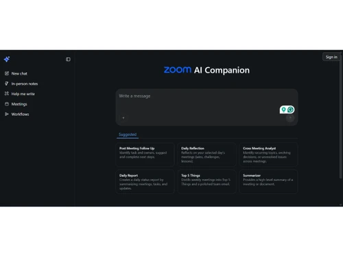 Zoom AI Companion-dashboard