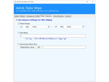 Advik Data Wipe filter