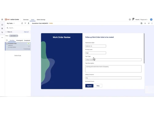 UiPath Agent Builder-work order