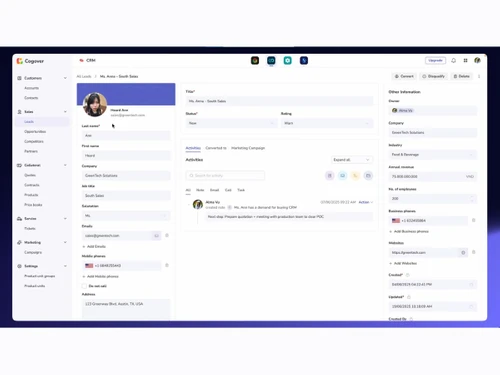 Cogover CRM customer profile