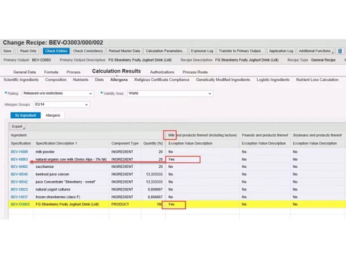 SAP PLM-allergens