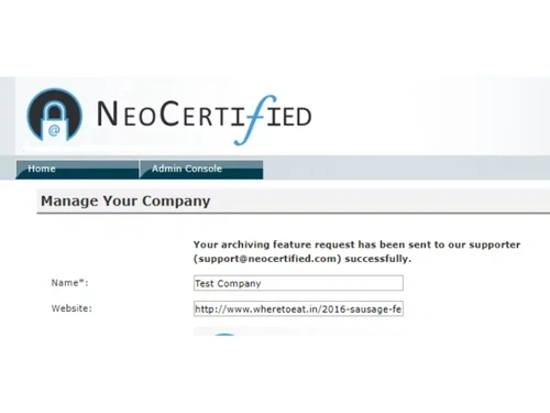 NeoCertified-admin console
