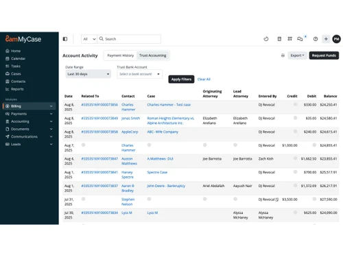 8am MyCase-account activity