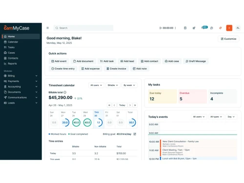 8am MyCase-dashboard