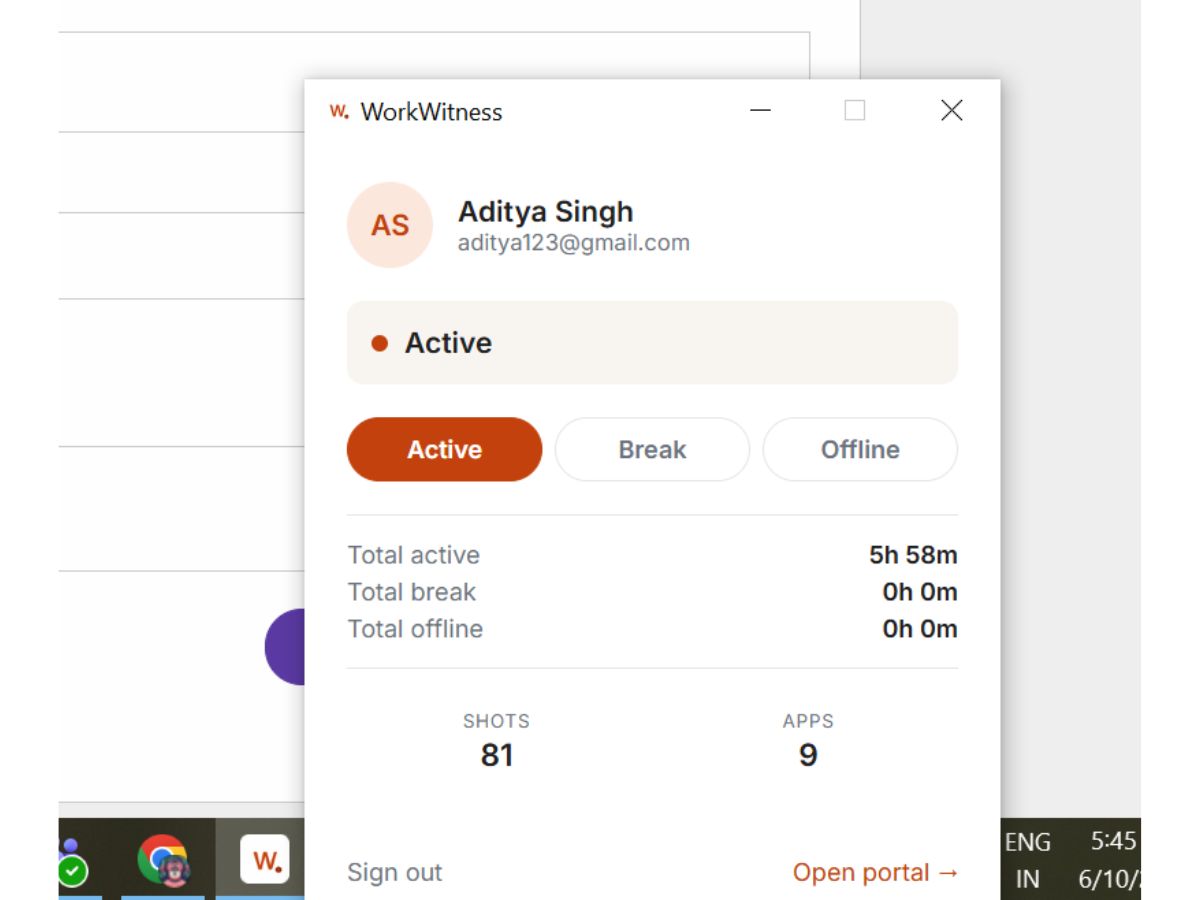 WorkWitness active