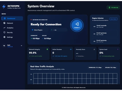 OctoV VPN dashboard