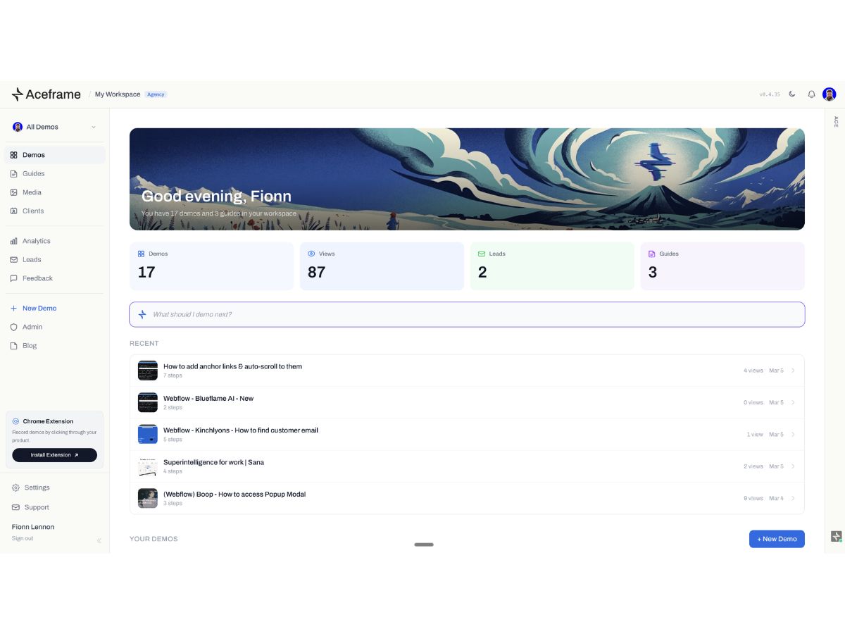 Aceframe Demo Analytics
