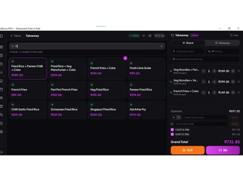 Billzova Menu