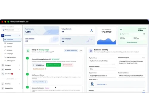 Thequickassist dashboard