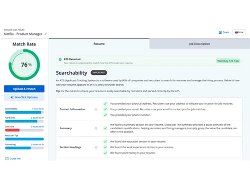 Jobscan-match report