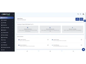 AceCloud dashboard