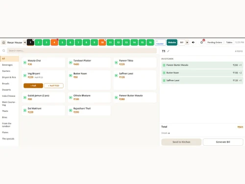 Orderzy menu management