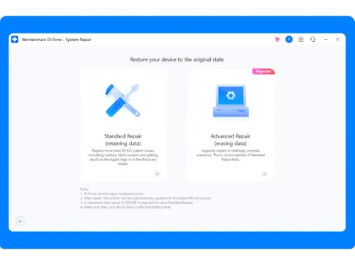 dr.fone - Repair restore