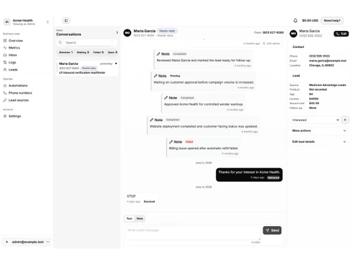 Leadping dashboard