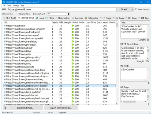 Vovsoft SEO Checker-URLs