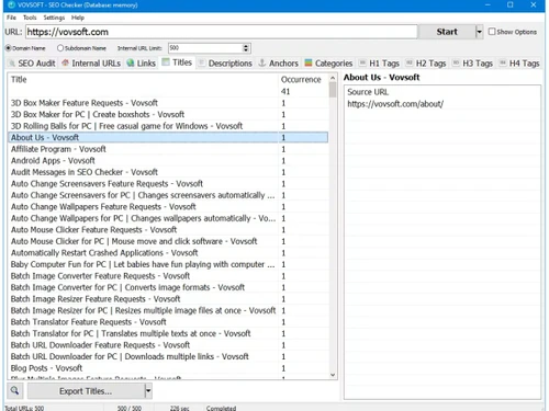 Vovsoft SEO Checker-titles