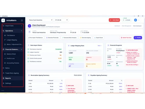 ArthaMatrix client dashboard
