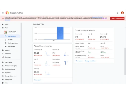 Google AdMob-app overview
