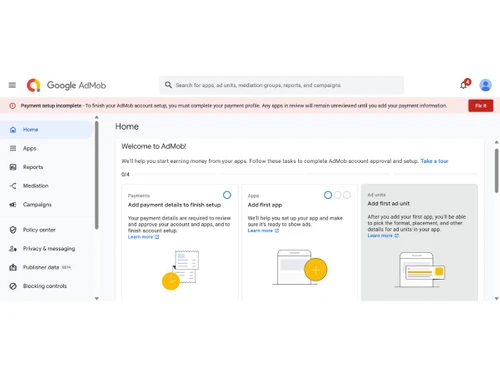 Google AdMob-dashboard