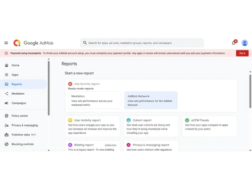 Google AdMob-reports