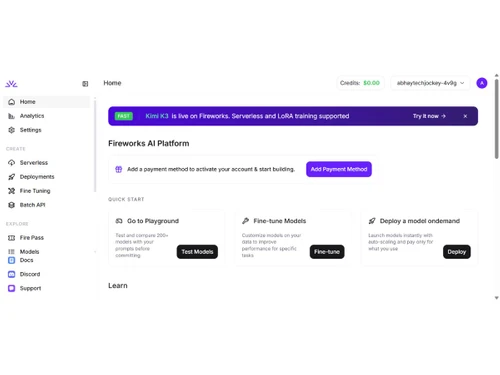 Fireworks AI-dashboard