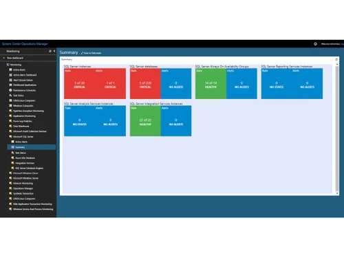 Microsoft SQL Server Standard Edition dashboard