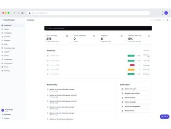VoiceCallingAI dashboard