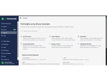 Go Transcribe-search