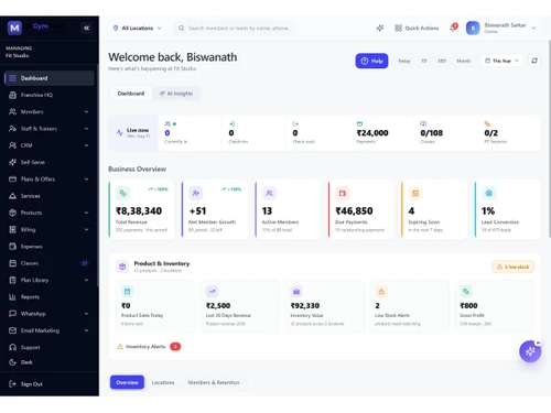 MyGymDesk dashboard