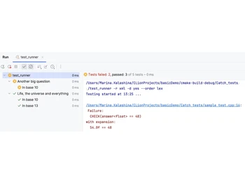 CLion-built in test runner