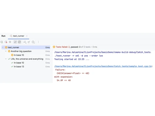 CLion-built in test runner