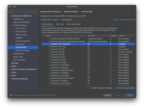 Apache Cordova-preferences