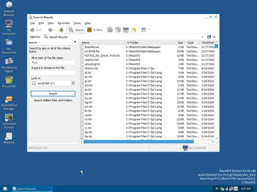 ReactOS-file search