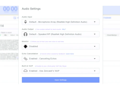 Zencastr-audio setting