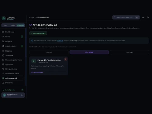 LogicWiz dashboard