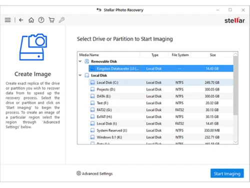 Stellar Photo Recovery Create-Image