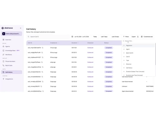 DialNexa call history