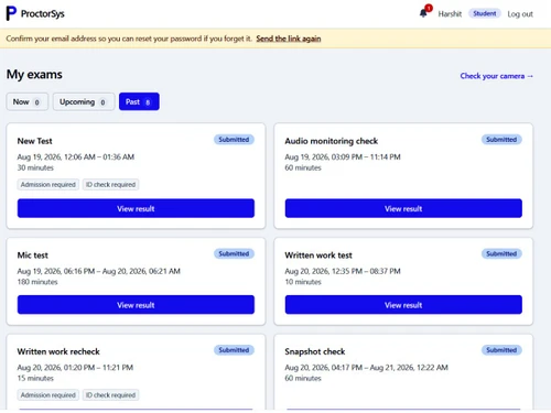ProctorSys dashboard