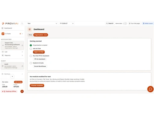 Provi AI dashboard
