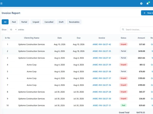 Cloudtryx Invoice report