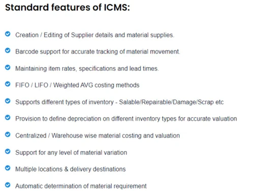 Shivit Inventory Control Software Standard features