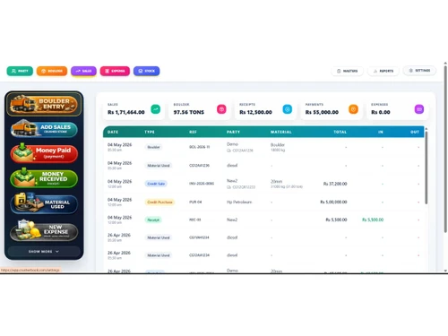 crusherbook dashboard