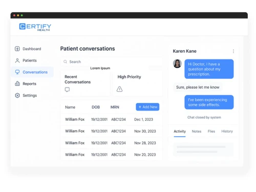 CERTIFY Health patient