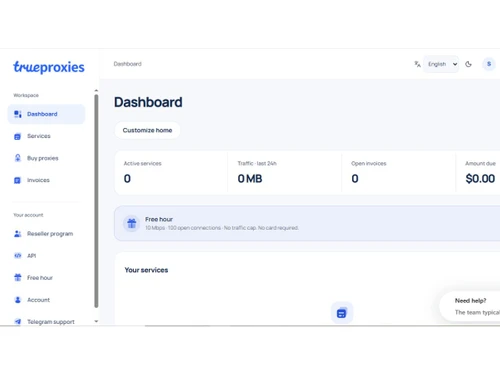 TrueProxies dashboard